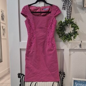 ANTONIO MELANI Magenta Lace Mini Dress